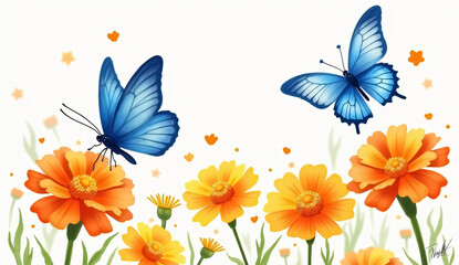 Obraz premium Seamless vector pattern with delicate pink floral and butterfly design