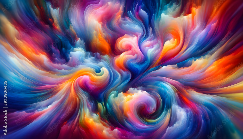 Poster vibrant and colorful abstract background with swirling and blending colors, creating a dreamy and fl