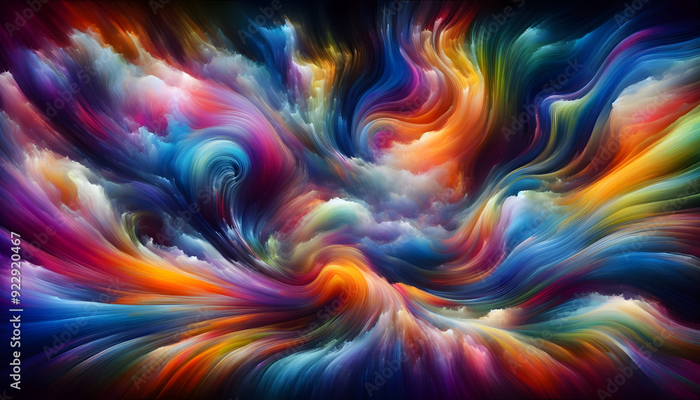 Poster vibrant and colorful abstract background with swirling and blending colors, creating a dreamy and fl