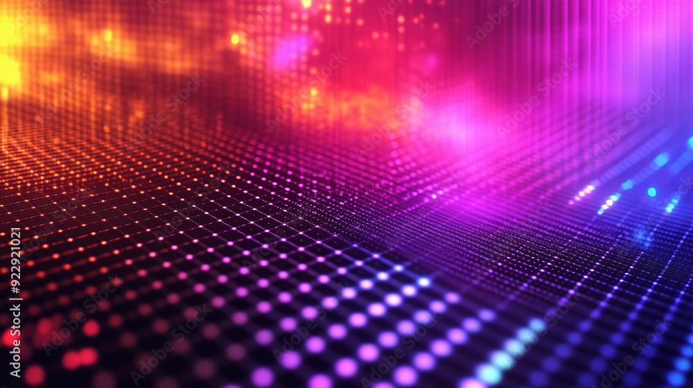 Aufkleber neon grid: a vibrant and futuristic abstract background with a glowing grid pattern in a neon color 