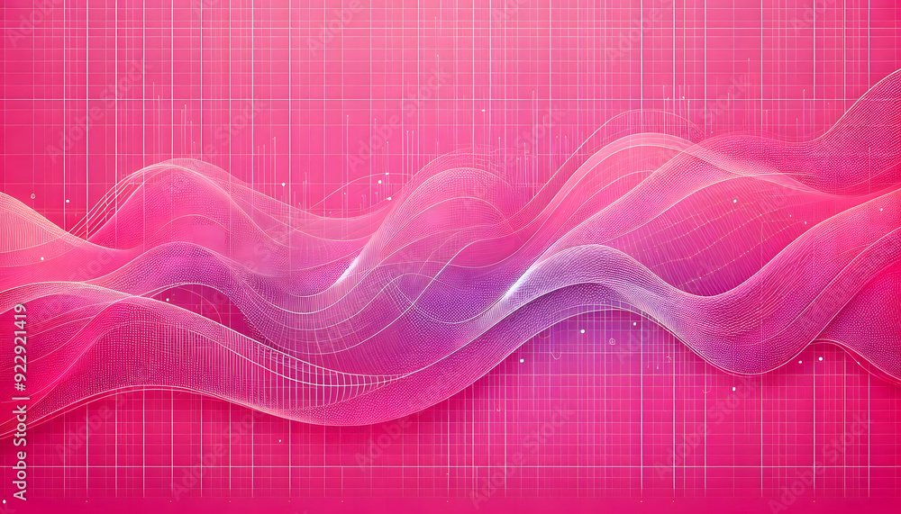 Poster a vibrant pink background with a subtle gradient and a grid pattern reminiscent of a bulletin board 