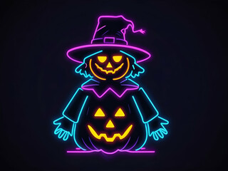 abstract Scarecrow halloween neon icon. Elements of Halloween