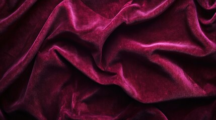 Fototapeta premium Crimson Velvet Drape: Luxurious folds of deep red velvet fabric cascade in elegant folds, creating a rich and opulent backdrop.