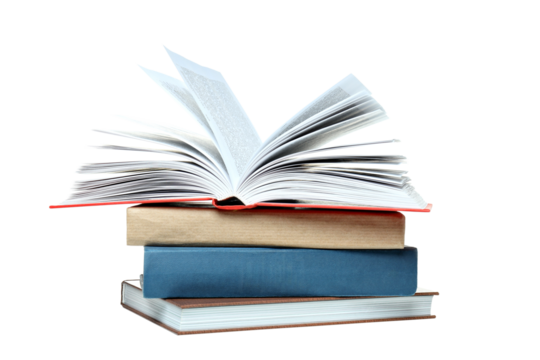 PNG,A stack of books, isolated on white background