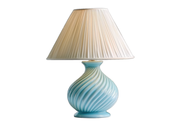 Elegant blue lamp with a unique swirl design, perfect for adding a touch of charm to any room.