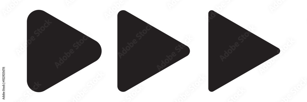 Poster play button vector icon set. media or video player button icon collection.