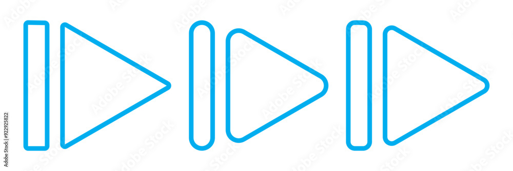 Poster play button vector icon set. media or video player button icon collection.