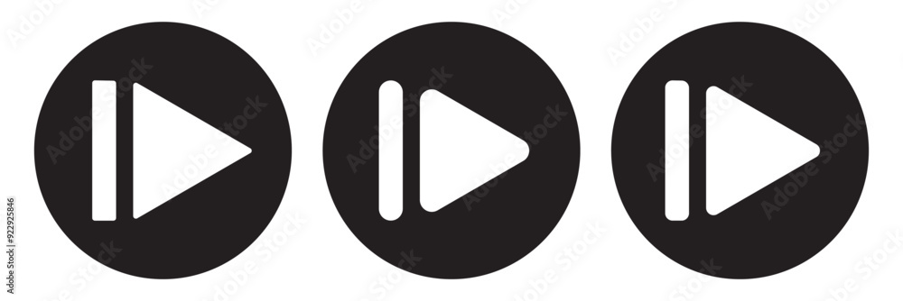 Poster play button vector icon set. media or video player button icon collection.