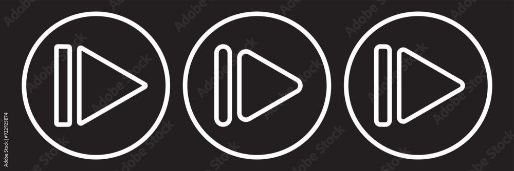 Poster play button vector icon set. media or video player button icon collection.
