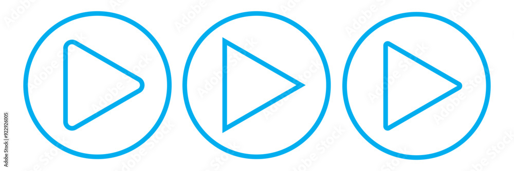 Poster play button vector icon set. media or video player button icon collection.