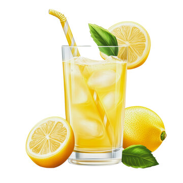PNG Refreshing lemonade with fresh lemons and mint