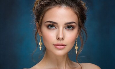 Naklejka premium Beautiful young woman with perfect skin. Natural beauty, cosmetics, skin care concept. Studio shot