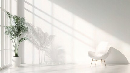 Fototapeta premium Minimalist White Living Room with Natural Light 