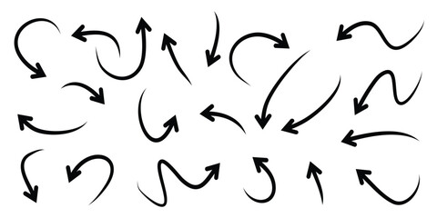 Set of hand drawn arrows isolated on white background. for business infographic, banner, web and concept design.Vector doodle design elements