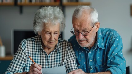 Senior Couple Enjoying Time Together Crafting Scrapbooks with Photos and Stickers to Preserve Meaningful Memories and Reminisce About the Past in the Comfort of Their Home