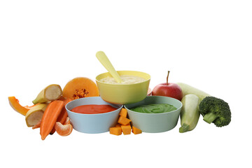 PNG, a plate of baby puree, isolated on a white background.