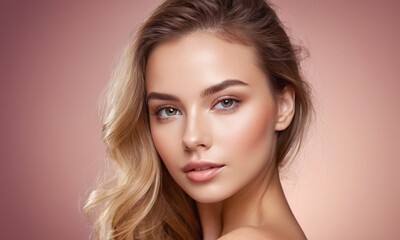 Fototapeta premium Beautiful young woman with perfect skin. Natural beauty, cosmetics, skin care concept. Studio shot