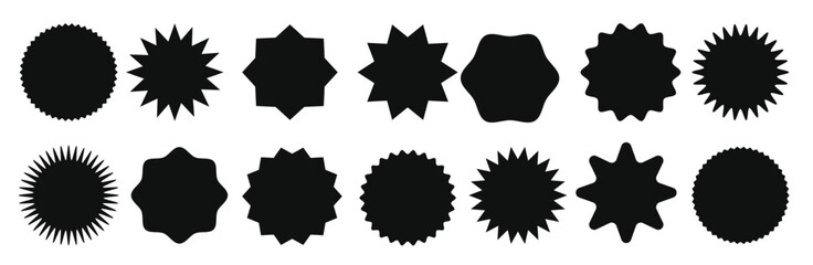 Star shape price tag advertising starburst label sale badges Blank promo sticker set.