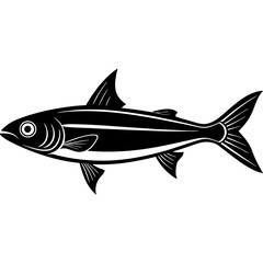 Anchovy isolated on white, Anchovy vector illustration, fish vector art, Anchovy silhouette,  fish vector icon, Anchovy cartoon line art, eps