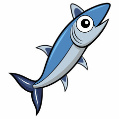 Naklejka premium Anchovy isolated on white, Anchovy vector illustration, fish vector art, Anchovy silhouette, fish vector icon, Anchovy cartoon line art, eps