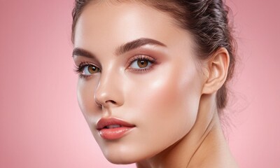 Fototapeta premium Beautiful young woman with perfect skin. Natural beauty, cosmetics, skin care concept. Studio shot