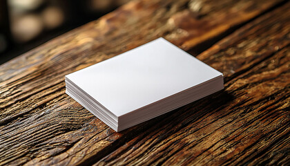 Fototapeta premium Stack of blank paper on wooden table in office generated by AI