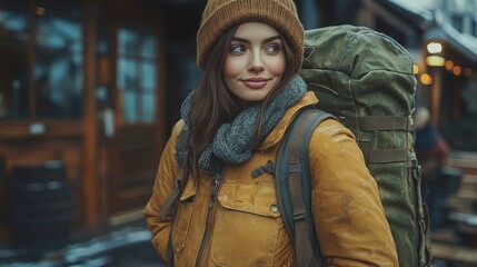 Fototapeta premium A Woman Preparing Her Travel Bag, Getting Ready For Her Next Adventure