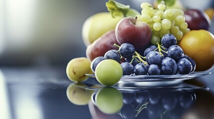 Fresh Fruit Platter, Grapes, Apple, Orange, Still Life