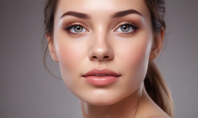 Fototapeta premium Beautiful young woman with perfect skin. Natural beauty, cosmetics, skin care concept. Studio shot