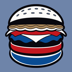 hamburger isolated on white, hamburger vector illustration, food vector art, hamburger silhouette,  burger vector icon, burger cartoon line art, eps
