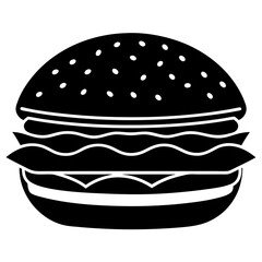 hamburger isolated on white, hamburger vector illustration, food vector art, hamburger silhouette,  burger vector icon, burger cartoon line art, eps