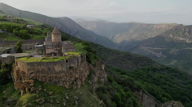 Tatev Monastery is a 9th-century Armenian Apostolic monastery located on a large basalt plateau near the village of Tatev in the Syunik Province