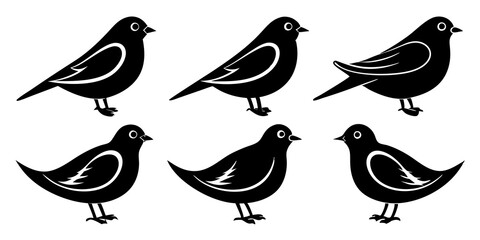 Bird icons. Set of illustrations: bird silhouette icon vector art.
