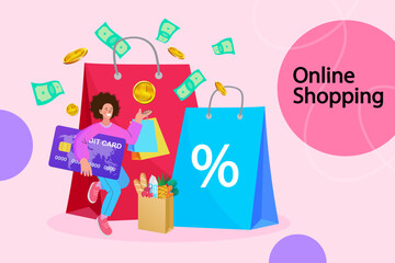 illustration of shopping bags with sale