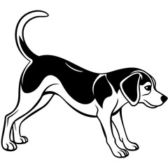 Beagle puppy dog isolated on white, beagle dog vector illustration, animal vector art, dog silhouette,  pet vector icon, burger cartoon line art, eps