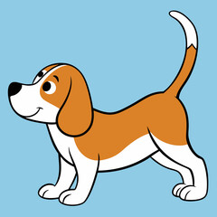 Beagle puppy dog isolated on white, beagle dog vector illustration, animal vector art, dog silhouette,  pet vector icon, burger cartoon line art, eps