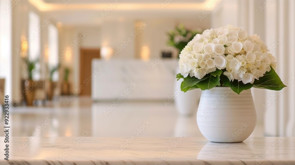Poster elegant and luxurious hotel lobby with personalized check in service deep depth of field