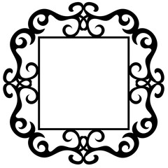 Beautiful black frame with an original ornament on a white background