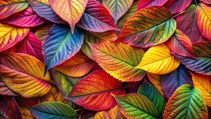 Close up of vibrant, colorful leaves creating a beautiful background, fall, autumn, foliage, nature, natural, texture