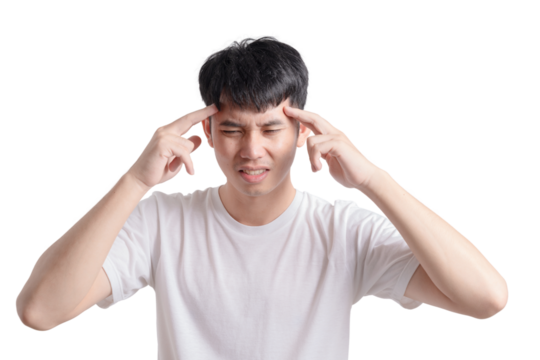 A man with a white shirt is looking at the camera with his head tilted - Powered by Adobe