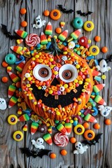 Naklejka premium Halloween Pumpkin Candy Face