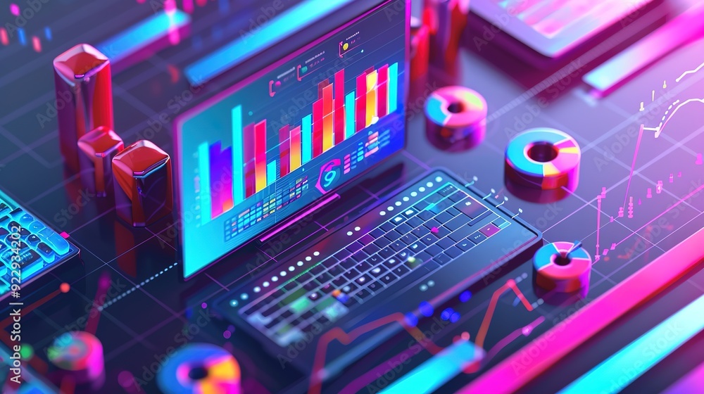 Poster attractive digital marketing, data analysis for performance and create insight report