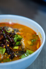 Fish head Tom Yum. Thai hot and spicy soup