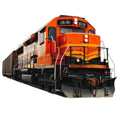 PNG Freight train in motion at sunset near the tracks