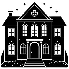 Environmental house isolated on white, house vector illustration, animal vector art, house silhouette,  house vector icon, house cartoon line art, eps
