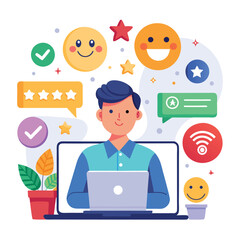 Social media positive review feedback rating.