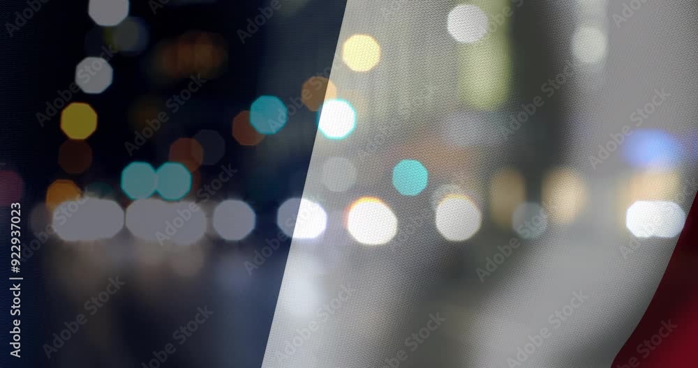 Poster blurred city lights with abstract shapes animation over textured background