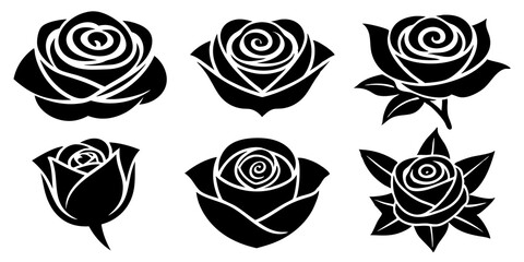 Rose icons. set of illustrations rose silhouette icon style vector art.
