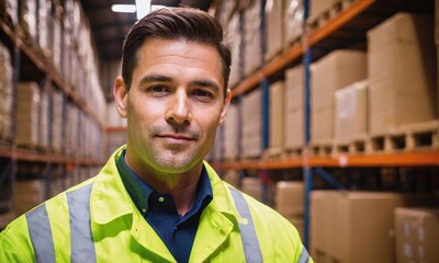 Obraz premium Portrait of warehouse officer in warehouse