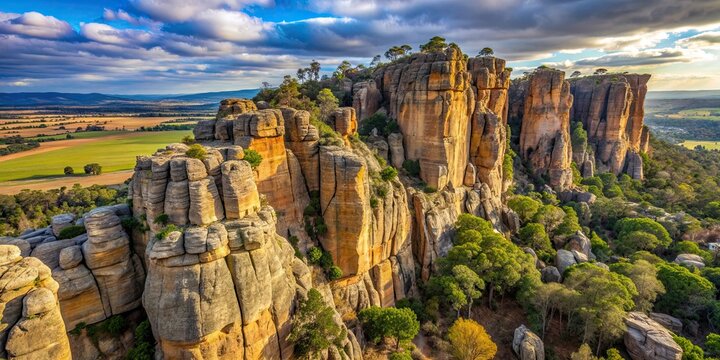 Rock formations and cliffs at Mt Arapiles, perfect for rock climbing enthusiasts and outdoor adventurers